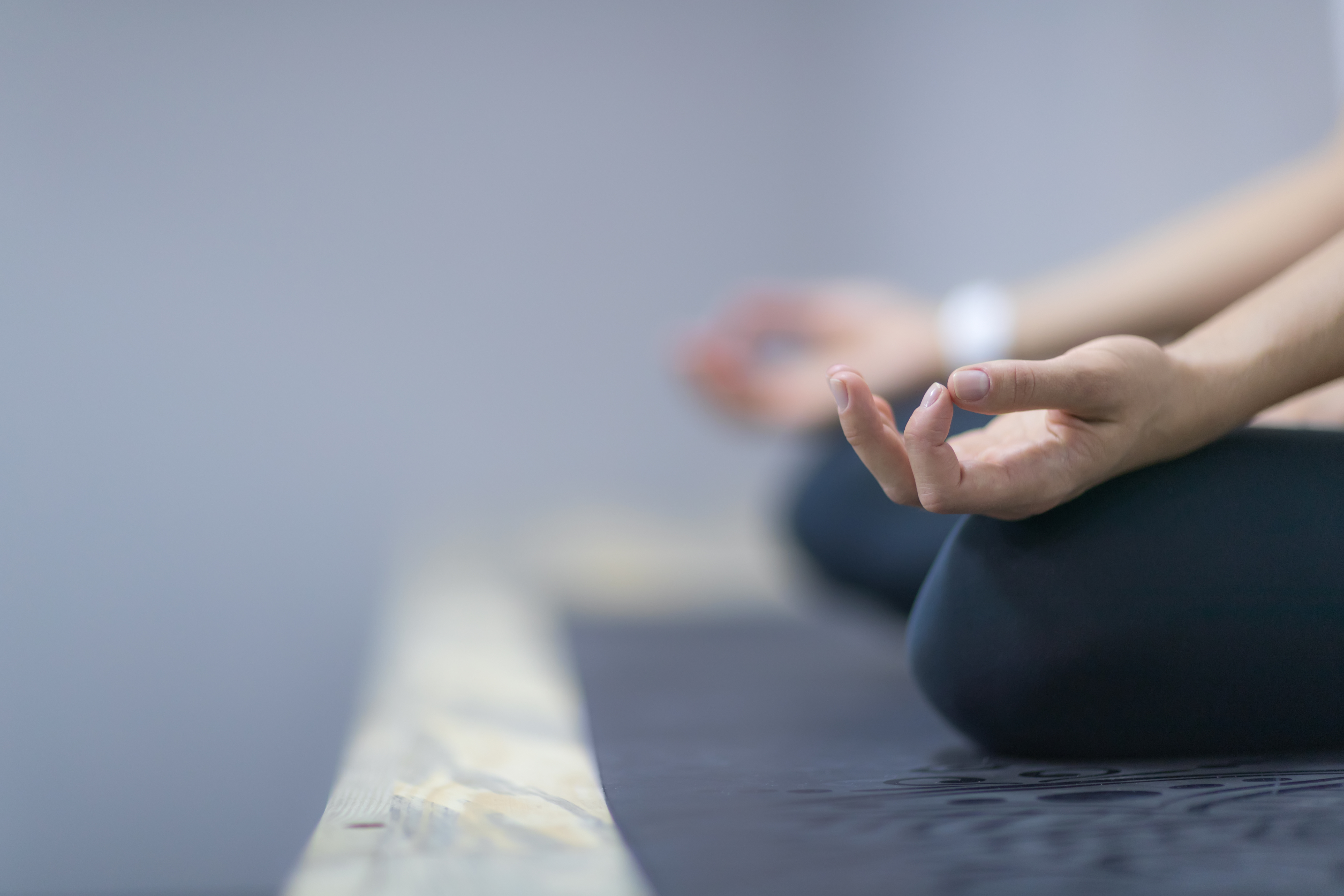 Sport Fitness Woman Doing Yoga Exercises In Gym, Closeup Young Healthy Girl Sitting Lotus Pose meditation dijon